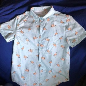 Men’s Shein slim fit flamingo button up shirt